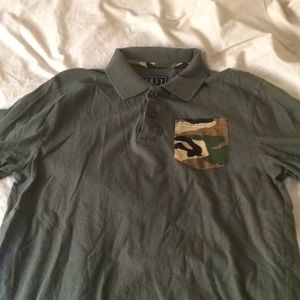 First Draft Camo Pocket Button-Up Tee Shirt